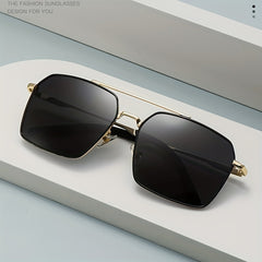 Men's Polarized Square Aviator Sunglasses Metal Frame UV Protection