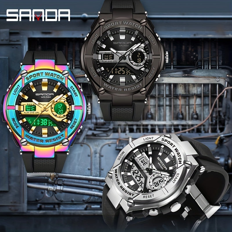 SANDA Waterproof Sports Watch Army Green