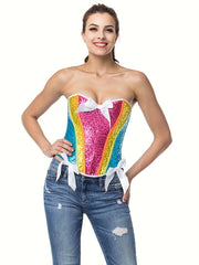 Sequin Strapless Corset Bustier Tummy Control Body Shaper
