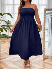 Solid Strapless Maxi Tube Dress Women's Casual Slight Stretch