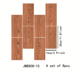 8pcs Wood PVC Floor Tiles Classic Wood Grain Wall Stickers for Home Decoration