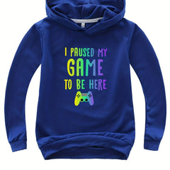 I PAUSED MY GAME TO BE HERE Boys Hooded Sweatshirt