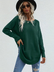 Slit Pullover Sweater Long Sleeve Casual Spring Fall Women's Clothing