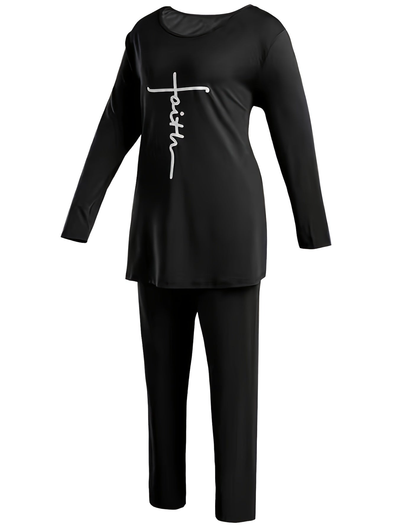 Casual Outfits Set Letter Print Top & Leggings Two Piece Set