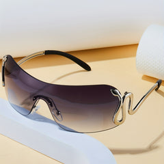 Y2K Wrap Around Sunglasses Gradient Lens Shield Glasses UV400