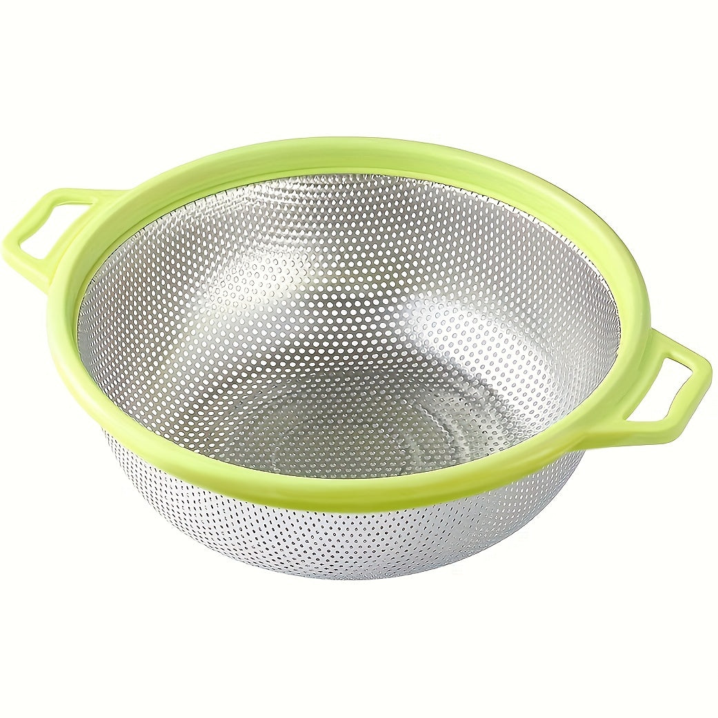 1pc Stainless Steel Kitchen Washing Basin Round Fruit Vegetable Filter Basin