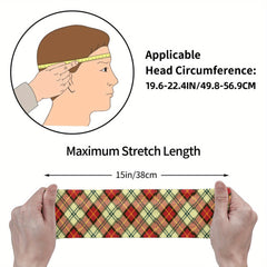 Signature Check Plaid Headband Geometric Pattern Fit for Sports Casual Outfits