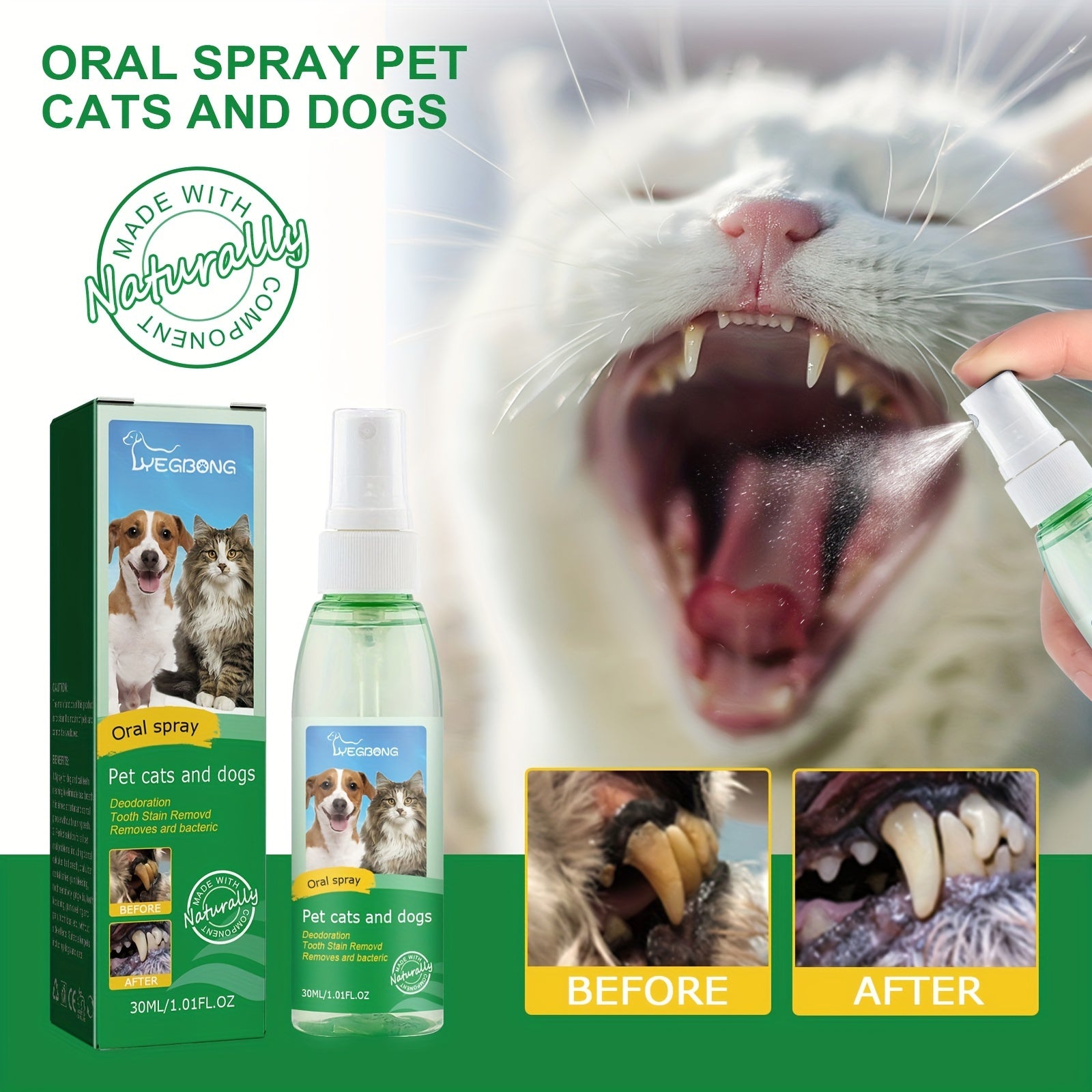 30ml Oral Dog Spray Freshens Breath and Removes Tartar