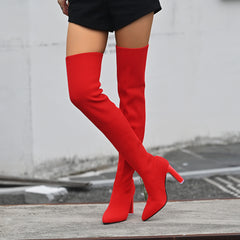 Women's High Heeled Knitted Over The Knee Boots