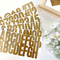 6 Sheets Golden Letter Stickers Large Letters Numbers And Symbols