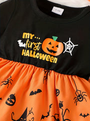 Baby Girl's Halloween Outfit Pumpkin Princess Dress Set