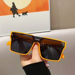 Oversized Square Sunglasses Flat Top One piece Punk Casual Eyewear UV400