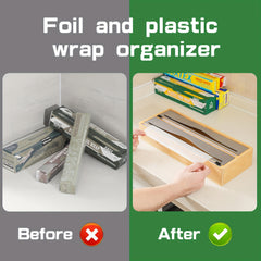 2-in-1 Foil & Plastic Wrap Organizer with Bamboo Holder