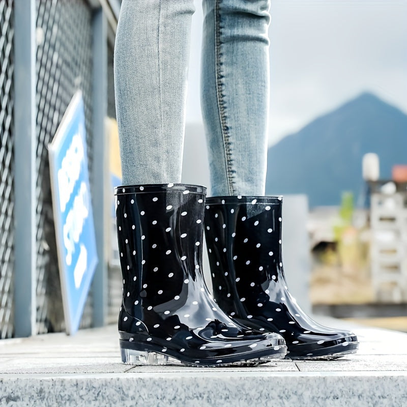 Women's Waterproof Medium Tube Rubber Rain Boots