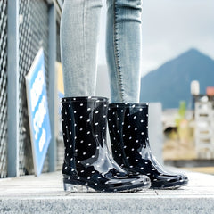 Women's Waterproof Medium Tube Rubber Rain Boots