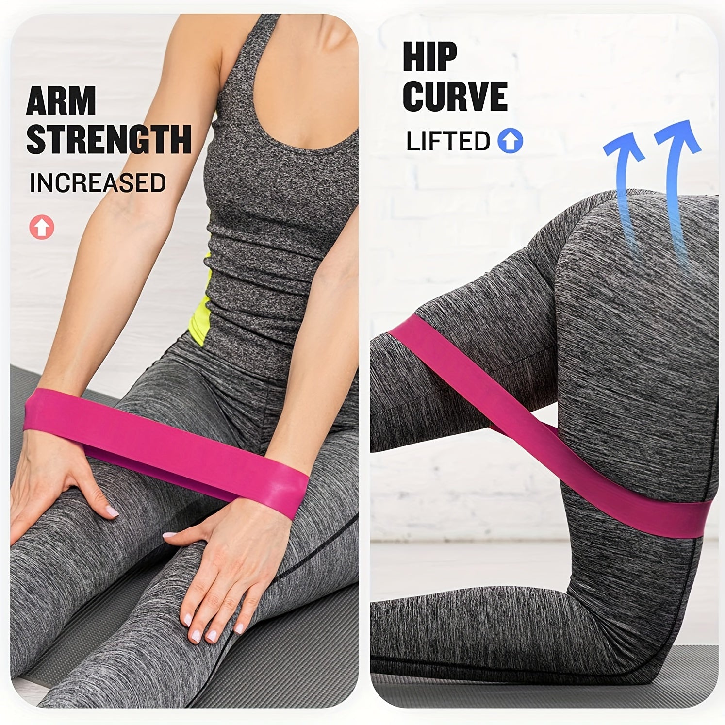 7pc Yoga Exercise Resistance Loop Bands w/ Storage Bag & Manual