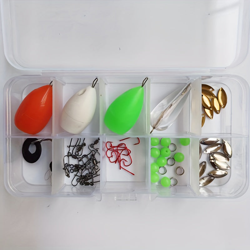 66pcs Fishing Tackle Set Spoons Swivels Long Distance Throw Aids