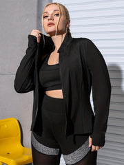 Women's Solid Long Sleeve Stretch Zipper Yoga Jacket