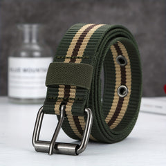 Men's Army Green Cloth Strap Square Belt