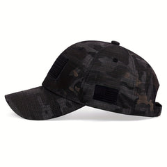 Men's Outdoor Camo Baseball Cap with American Flag Patch
