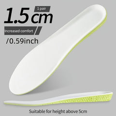 1 Pair Invisible Height Increase Insoles Green Memory Foam Shoes Sole Pad