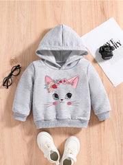 Baby Kitty Graphic Hooded Sweatshirt Kids Long Sleeve Hoodie
