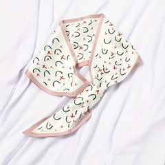 Floral Print Twilly Scarf Satin Neckerchief Decorative Ribbon Bandana