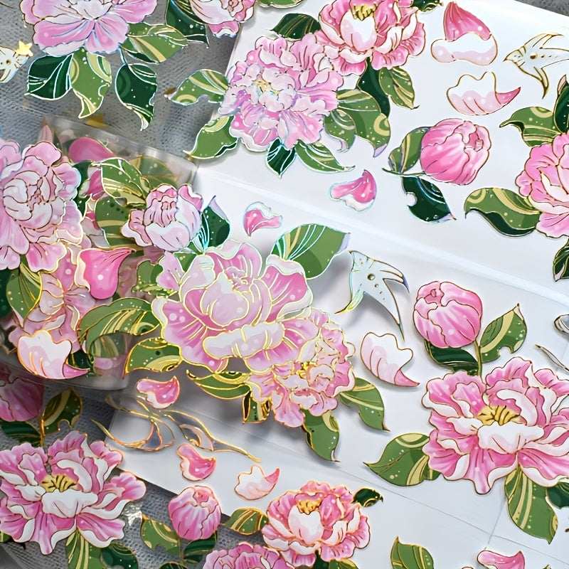 2 Meters Per Roll Brilliant Laser Silver PET Flower Tape