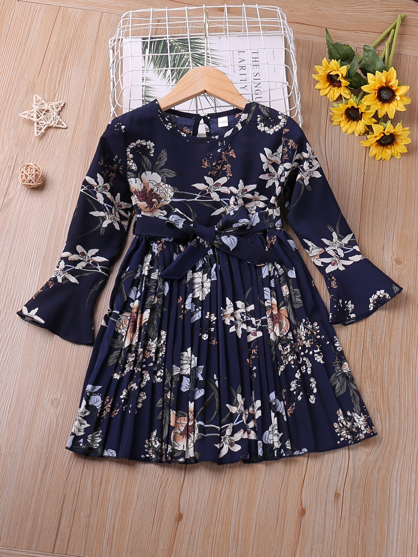 Floral Flare Long Sleeve Dress for Girls