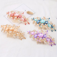 Faux Pearl Flower Hair Comb Bridal Insert Comb