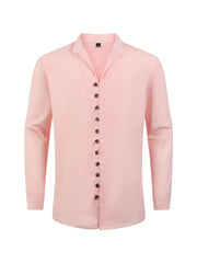 Men's Solid Long Sleeve Shirt for Spring Summer Autumn