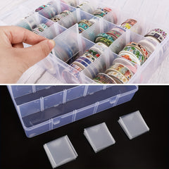 Plastic Storage Containers with Adjustable Dividers, 15 Grids, Pack of 4