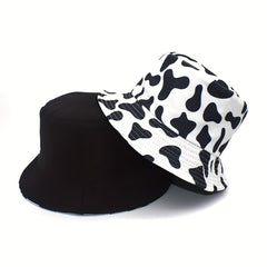 Cow Print Bucket Hat Reversible Travel Beach Hats Unisex