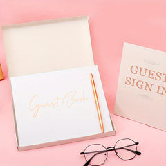 Wedding Guest Book & Pen Set - 50 Sheets 100 Pages - Sign-in Notebook For Guests