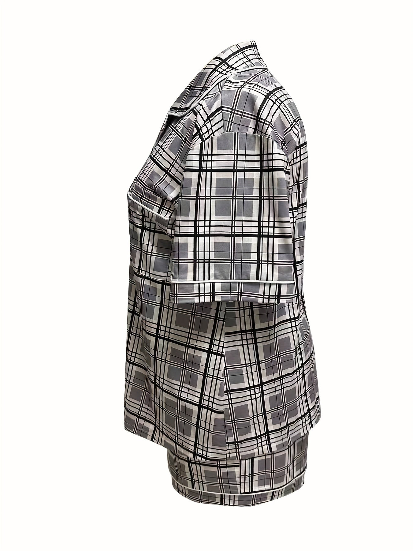 Plaid Print Shirt & Shorts Pajama Set