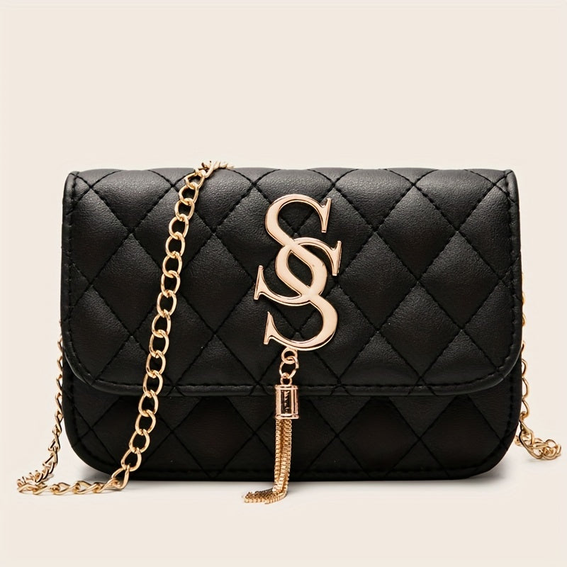 Chain Crossbody Bag Quilted Square Flap Purse Tassel Shoulder Bag
