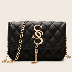 Chain Crossbody Bag Quilted Square Flap Purse Tassel Shoulder Bag