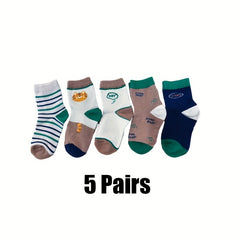 Boy's Vintage Colour Block Crew Socks - Comfy Knitted Socks for Kids