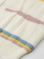 Colorful Stripe Open Front Cardigan Casual Dual Pockets Long Sleeve Cardigan