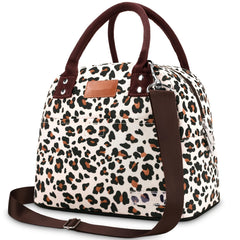 Leopard Lunch Bag Insulated & Reusable with Adjustable Strap