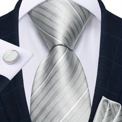 Solid Striped Silk Wedding Tie Gift Set Business Neck Tie