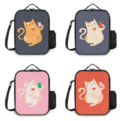 3D Cat & Wine Printed Lunch Bag - Funny Pattern Teen Lunch Tote Box