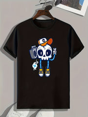 Skull Print Men's Graphic T-shirt Casual Comfy Tee