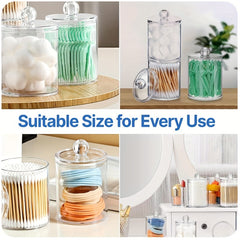 Clear Plastic Swab Holders with Lid Dust-Proof Jars for Vanity Dresser