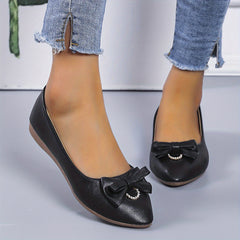 Women's Bowknot Flat Shoes Comfy Pointed Toe Slip On Soft Sole Shoes