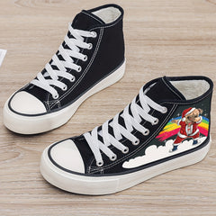 Christmas Puppy Plush Lined Canvas Sneakers