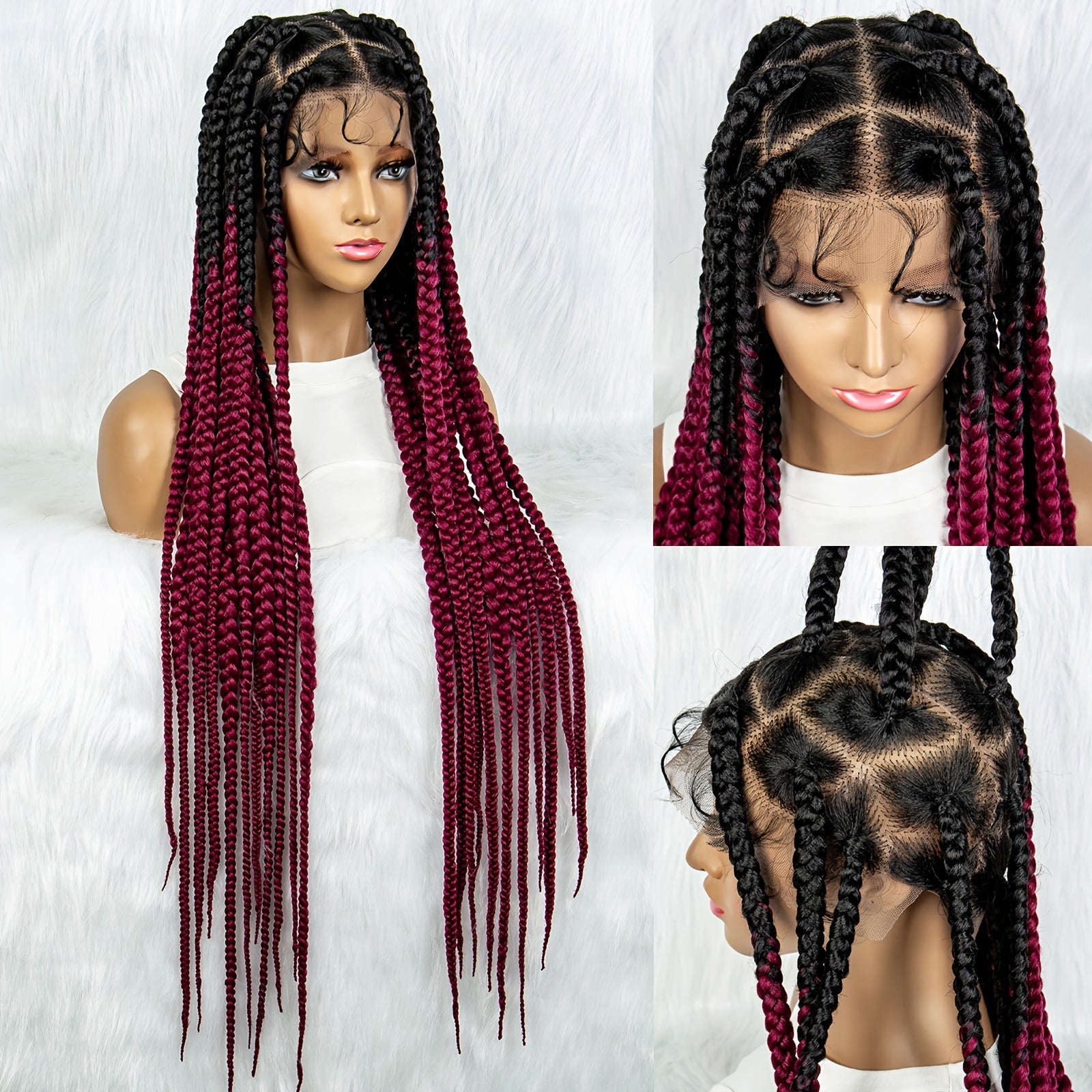 Knotless Box Braided Wig Full Lace Front Synthetic Cornrow Braids Wig