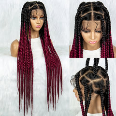 Knotless Box Braided Wig Full Lace Front Synthetic Cornrow Braids Wig
