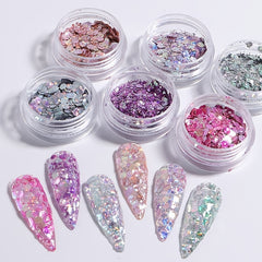6 Boxes Holographic Nail Glitters for DIY Nail Art