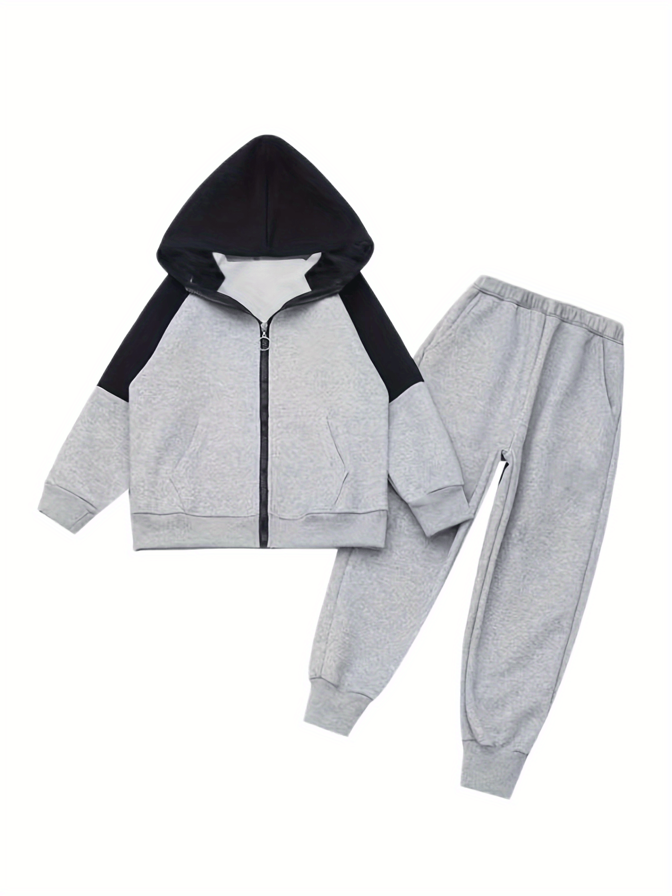 Boy's Cartoon Print 2pc Zip Up Hoodie & Sweatpants Set